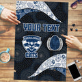 Personalized Geelong Cats Football Puzzle Easter Egg Pattern Blue Monochrome Tribal Dot Style