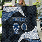 Personalized Geelong Cats Football Quilt Easter Egg Pattern Blue Monochrome Tribal Dot Style