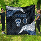 Personalized Geelong Cats Football Quilt Easter Egg Pattern Blue Monochrome Tribal Dot Style