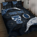 Personalized Geelong Cats Football Quilt Bed Set Easter Egg Pattern Blue Monochrome Tribal Dot Style