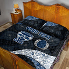 Personalized Geelong Cats Football Quilt Bed Set Easter Egg Pattern Blue Monochrome Tribal Dot Style
