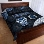 Personalized Geelong Cats Football Quilt Bed Set Easter Egg Pattern Blue Monochrome Tribal Dot Style
