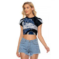 Personalized Geelong Cats Football Raglan Cropped T Shirt Easter Egg Pattern Blue Monochrome Tribal Dot Style