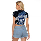 Personalized Geelong Cats Football Raglan Cropped T Shirt Easter Egg Pattern Blue Monochrome Tribal Dot Style