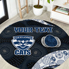 Personalized Geelong Cats Football Round Carpet Easter Egg Pattern Blue Monochrome Tribal Dot Style