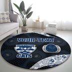 Personalized Geelong Cats Football Round Carpet Easter Egg Pattern Blue Monochrome Tribal Dot Style