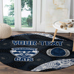 Personalized Geelong Cats Football Round Carpet Easter Egg Pattern Blue Monochrome Tribal Dot Style