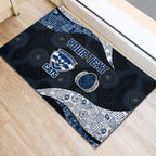 Personalized Geelong Cats Football Rubber Doormat Easter Egg Pattern Blue Monochrome Tribal Dot Style