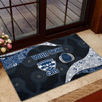Personalized Geelong Cats Football Rubber Doormat Easter Egg Pattern Blue Monochrome Tribal Dot Style
