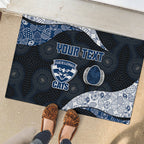 Personalized Geelong Cats Football Rubber Doormat Easter Egg Pattern Blue Monochrome Tribal Dot Style