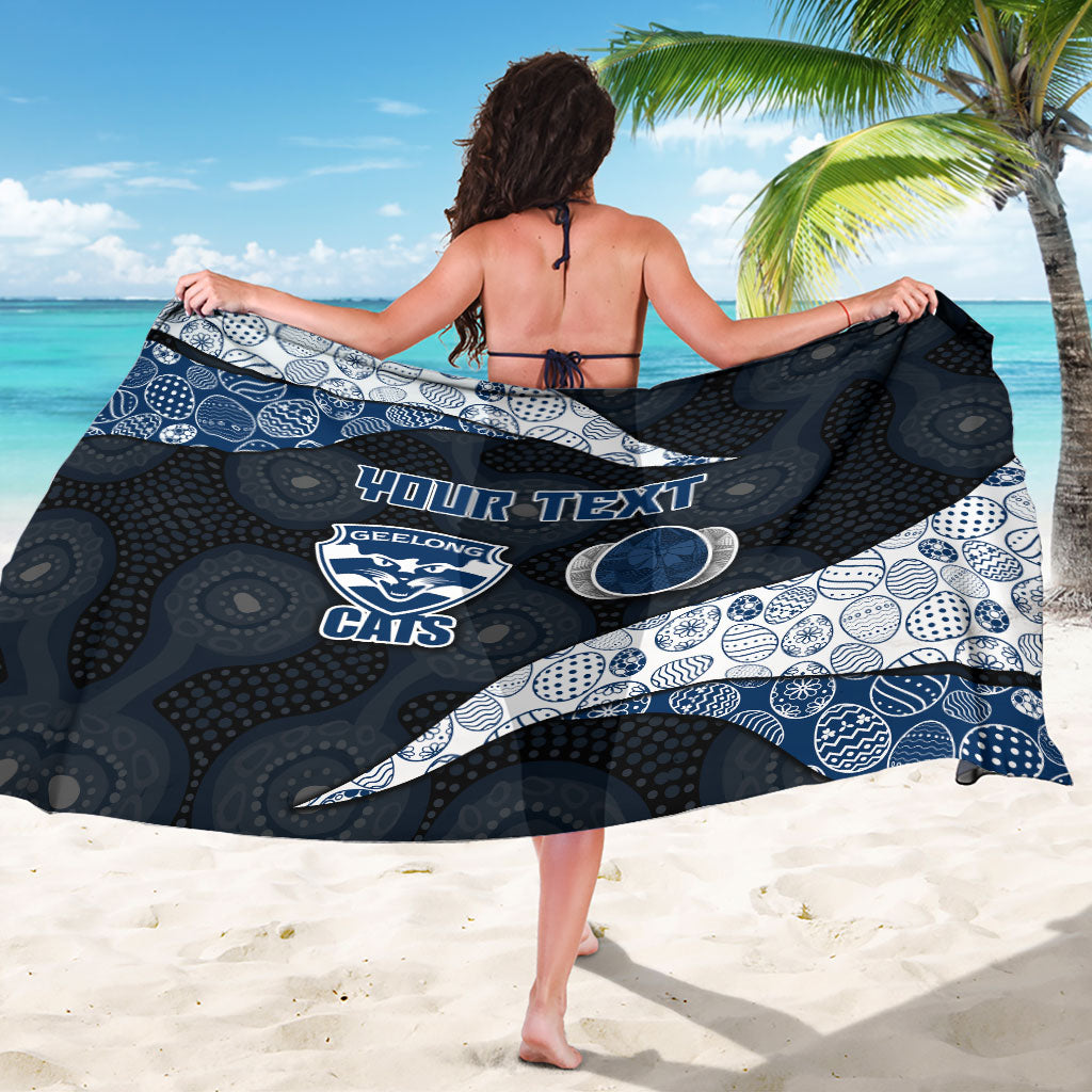 Personalized Geelong Cats Football Sarong Easter Egg Pattern Blue Monochrome Tribal Dot Style