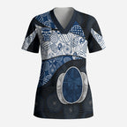 Personalized Geelong Cats Football Scrub Top Easter Egg Pattern Blue Monochrome Tribal Dot Style