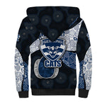 Personalized Geelong Cats Football Sherpa Hoodie Easter Egg Pattern Blue Monochrome Tribal Dot Style