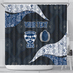 Personalized Geelong Cats Football Shower Curtain Easter Egg Pattern Blue Monochrome Tribal Dot Style