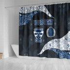 Personalized Geelong Cats Football Shower Curtain Easter Egg Pattern Blue Monochrome Tribal Dot Style