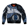 Personalized Geelong Cats Football Sleeve Zip Bomber Jacket Easter Egg Pattern Blue Monochrome Tribal Dot Style