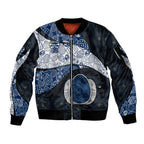 Personalized Geelong Cats Football Sleeve Zip Bomber Jacket Easter Egg Pattern Blue Monochrome Tribal Dot Style