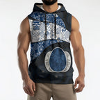 Personalized Geelong Cats Football Sleeveless Hoodie Easter Egg Pattern Blue Monochrome Tribal Dot Style