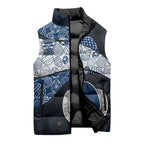 Personalized Geelong Cats Football Sleeveless Puffer Jacket Easter Egg Pattern Blue Monochrome Tribal Dot Style