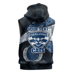 Personalized Geelong Cats Football Sleeveless Zip Hoodie Easter Egg Pattern Blue Monochrome Tribal Dot Style