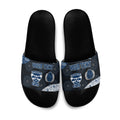 Personalized Geelong Cats Football Slide Sandals Easter Egg Pattern Blue Monochrome Tribal Dot Style