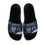 Personalized Geelong Cats Football Slide Sandals Easter Egg Pattern Blue Monochrome Tribal Dot Style