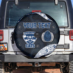 Personalized Geelong Cats Football Spare Tire Cover Easter Egg Pattern Blue Monochrome Tribal Dot Style