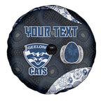 Personalized Geelong Cats Football Spare Tire Cover Easter Egg Pattern Blue Monochrome Tribal Dot Style