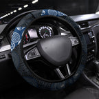 Geelong Cats Football Steering Wheel Cover Easter Egg Pattern Blue Monochrome Tribal Dot Style
