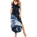 Personalized Geelong Cats Football Summer Maxi Dress Easter Egg Pattern Blue Monochrome Tribal Dot Style
