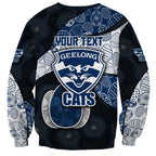 Personalized Geelong Cats Football Sweatshirt Easter Egg Pattern Blue Monochrome Tribal Dot Style