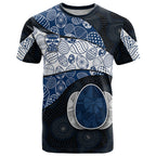 Personalized Geelong Cats Football T Shirt Easter Egg Pattern Blue Monochrome Tribal Dot Style