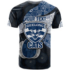 Personalized Geelong Cats Football T Shirt Easter Egg Pattern Blue Monochrome Tribal Dot Style