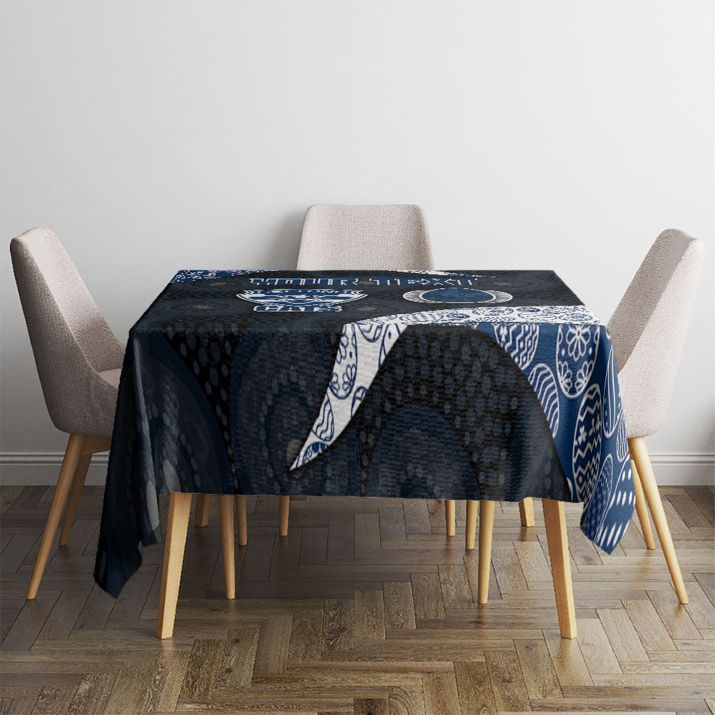 Personalized Geelong Cats Football Tablecloth Easter Egg Pattern Blue Monochrome Tribal Dot Style