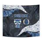 Personalized Geelong Cats Football Tapestry Easter Egg Pattern Blue Monochrome Tribal Dot Style