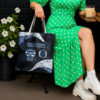 Personalized Geelong Cats Football Tote Bag Easter Egg Pattern Blue Monochrome Tribal Dot Style