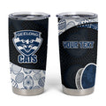 Personalized Geelong Cats Football Tumbler Cup Easter Egg Pattern Blue Monochrome Tribal Dot Style