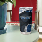 Personalized Geelong Cats Football Tumbler Cup Easter Egg Pattern Blue Monochrome Tribal Dot Style
