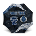 Personalized Geelong Cats Football Umbrella Easter Egg Pattern Blue Monochrome Tribal Dot Style