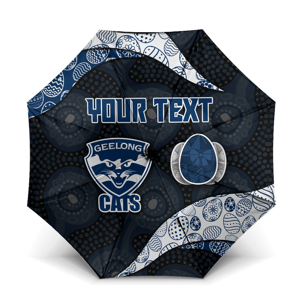 Personalized Geelong Cats Football Umbrella Easter Egg Pattern Blue Monochrome Tribal Dot Style