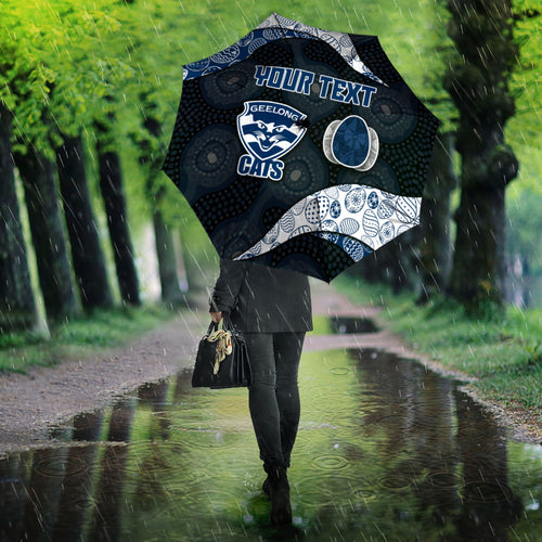 Personalized Geelong Cats Football Umbrella Easter Egg Pattern Blue Monochrome Tribal Dot Style
