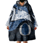Personalized Geelong Cats Football Wearable Blanket Hoodie Easter Egg Pattern Blue Monochrome Tribal Dot Style