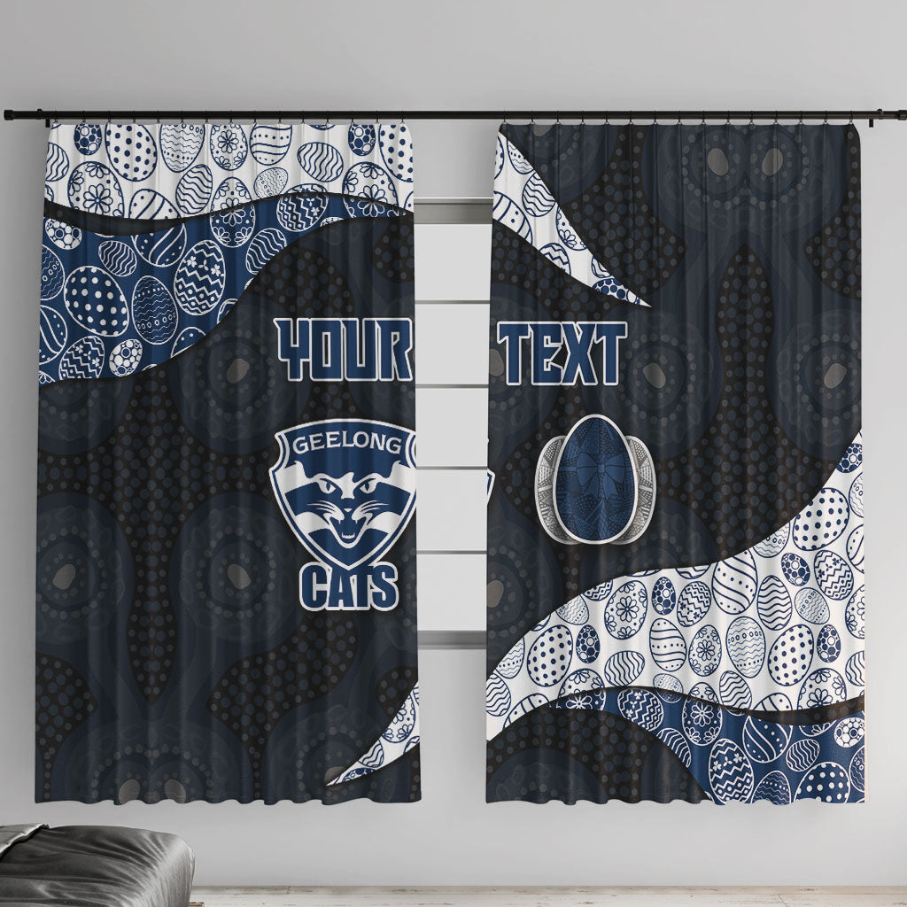 Personalized Geelong Cats Football Window Curtain Easter Egg Pattern Blue Monochrome Tribal Dot Style