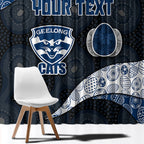 Personalized Geelong Cats Football Window Curtain Easter Egg Pattern Blue Monochrome Tribal Dot Style