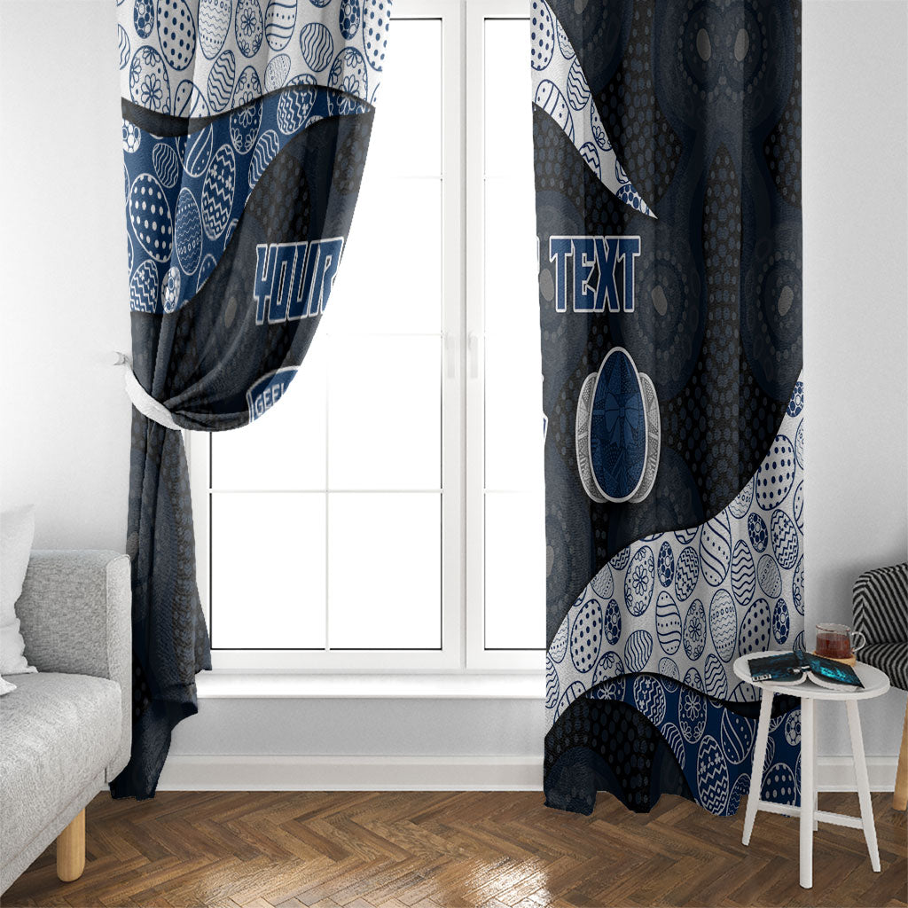 Personalized Geelong Cats Football Window Curtain Easter Egg Pattern Blue Monochrome Tribal Dot Style