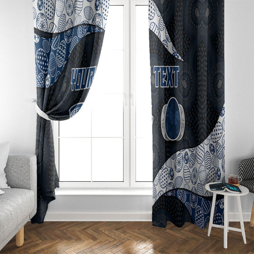 Personalized Geelong Cats Football Window Curtain Easter Egg Pattern Blue Monochrome Tribal Dot Style