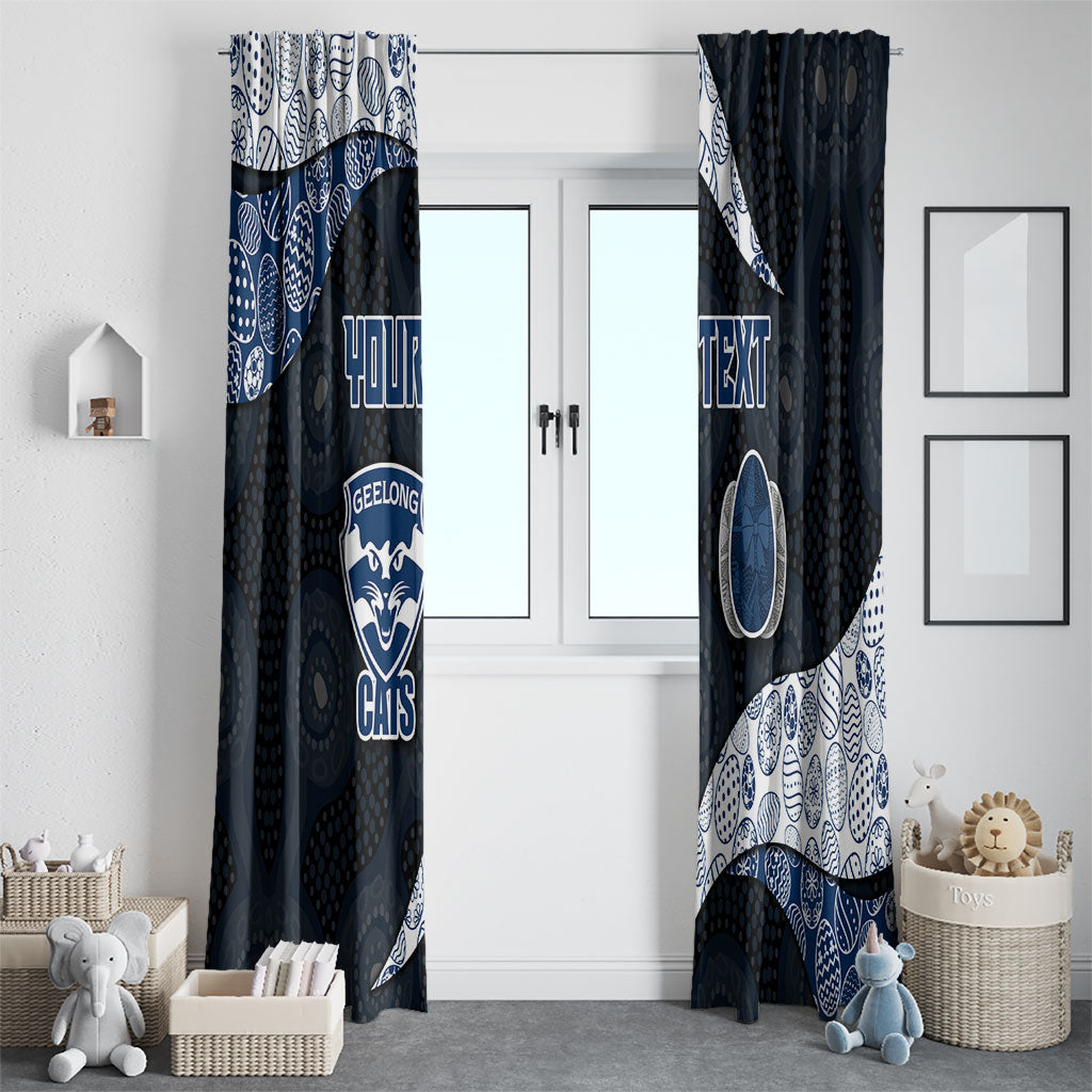 Personalized Geelong Cats Football Window Curtain Easter Egg Pattern Blue Monochrome Tribal Dot Style