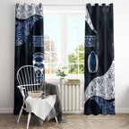 Personalized Geelong Cats Football Window Curtain Easter Egg Pattern Blue Monochrome Tribal Dot Style