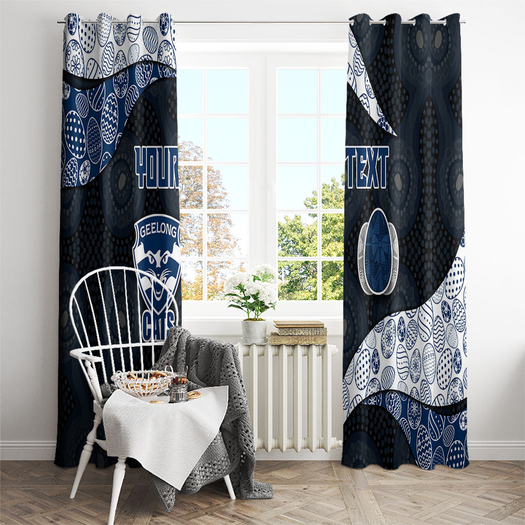 Personalized Geelong Cats Football Window Curtain Easter Egg Pattern Blue Monochrome Tribal Dot Style
