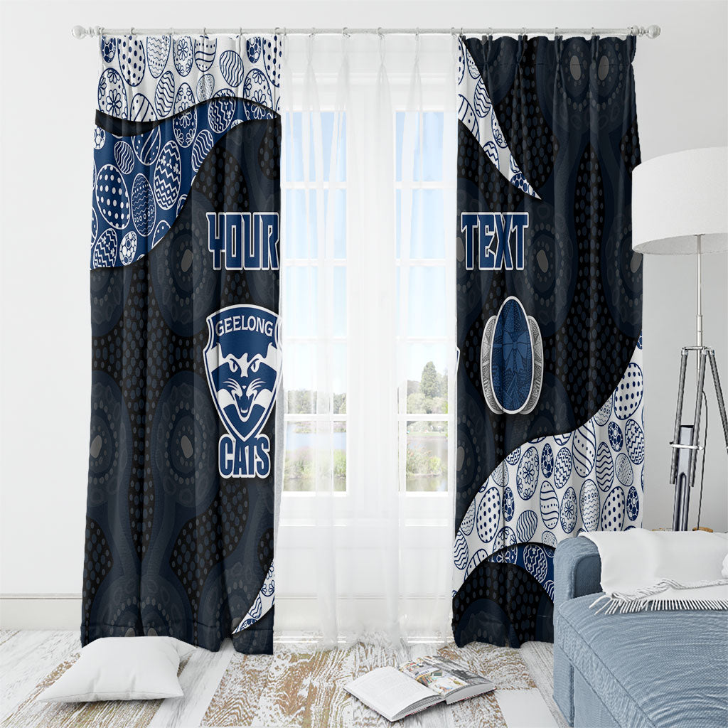Personalized Geelong Cats Football Window Curtain Easter Egg Pattern Blue Monochrome Tribal Dot Style